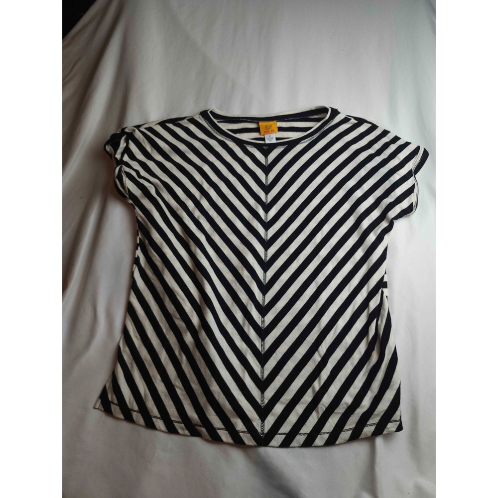 Ruby Rd Top Womens XL Black White Chevron Stripes Classic Nautical Modern Chic